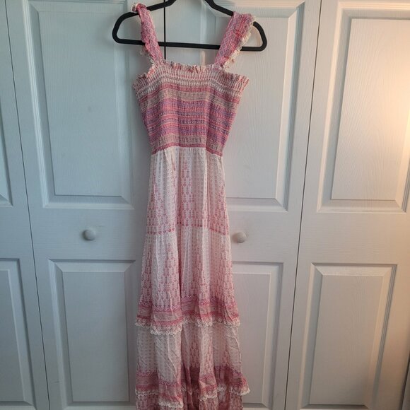 NEW ALICIA BELL Pink Hearts Tiered Maxi Dress Size S - Picture 5 of 7